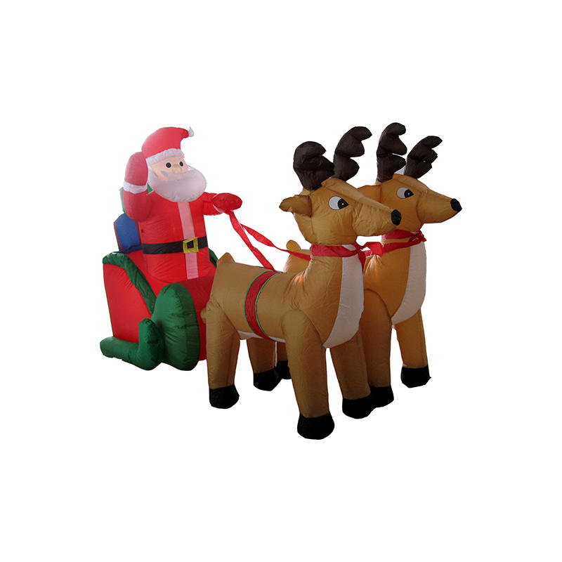 漂浮着驯鹿的圣诞老人雪橇吹气球圣诞节道具，定制圣诞节充气卡通