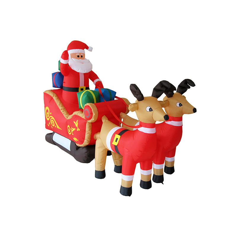 热豪华充气圣诞老人雪橇驯鹿的圣诞节装饰